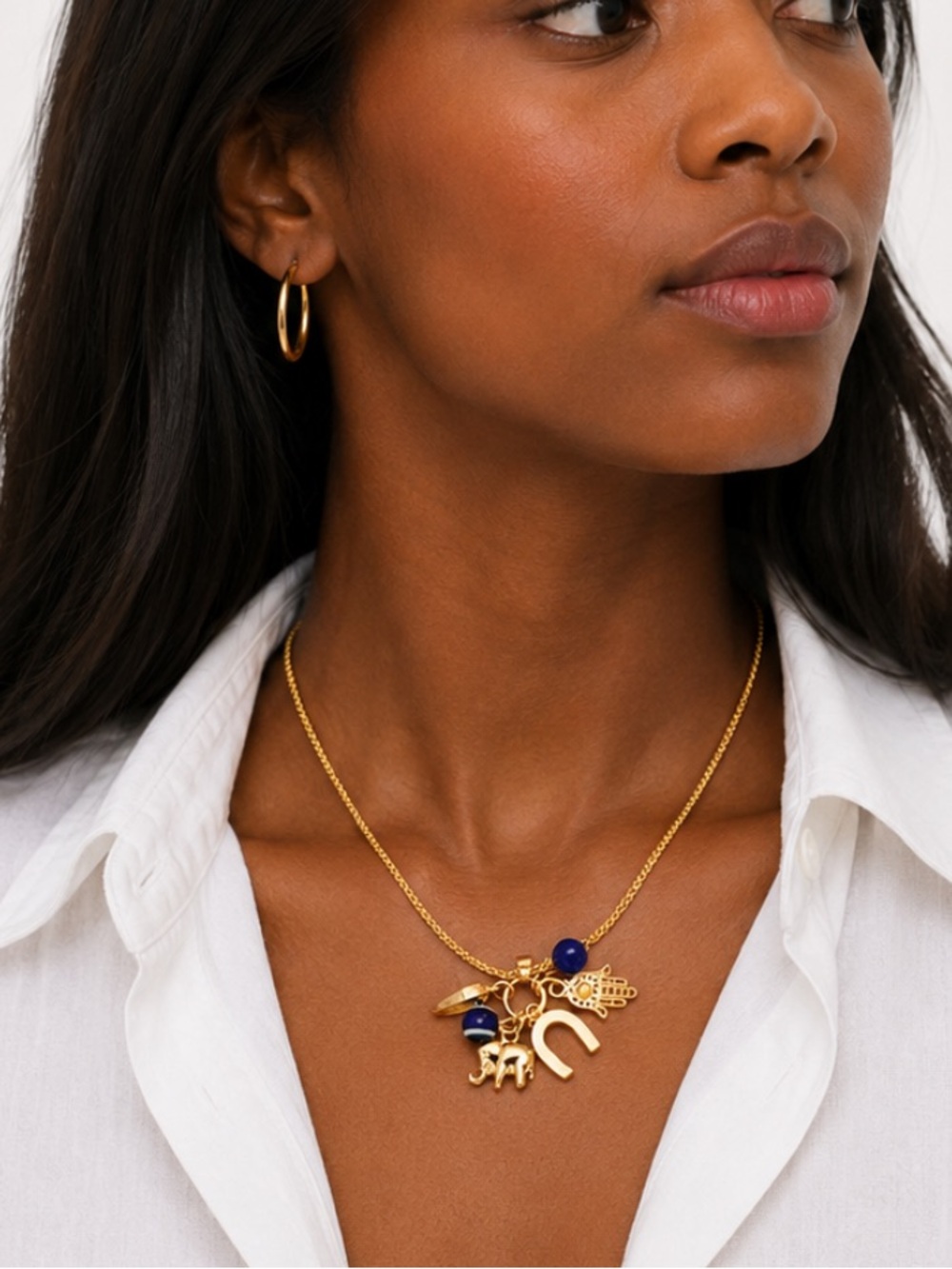 New! Gold Evil Eye Charm Stack Necklace (1027) NWOT